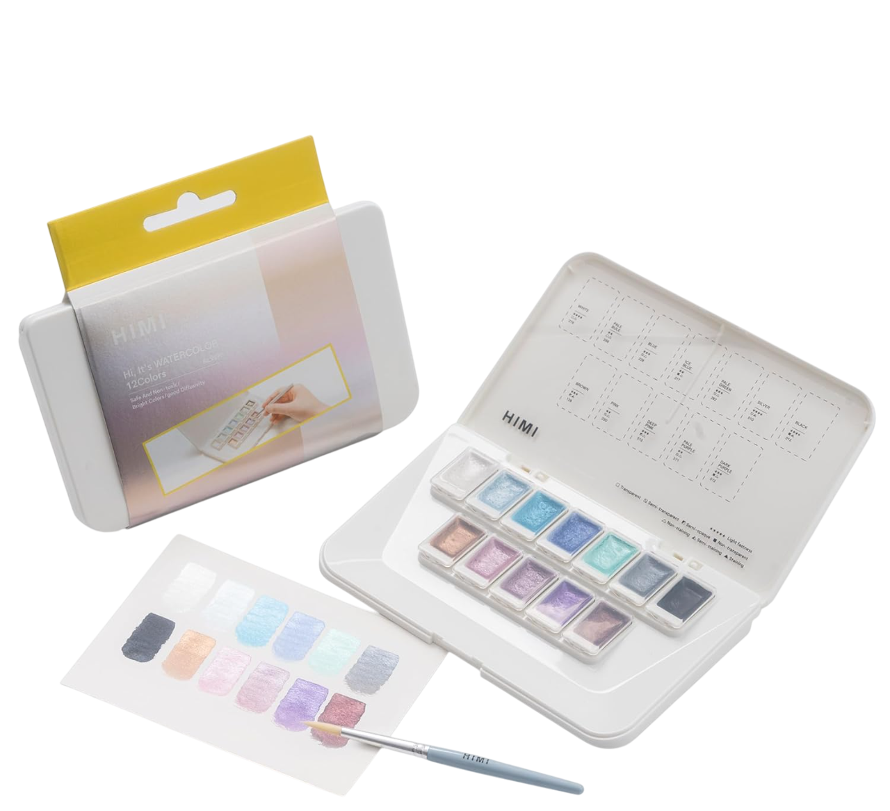 Metallic Watercolor Paint Set 12 Colors by Himi